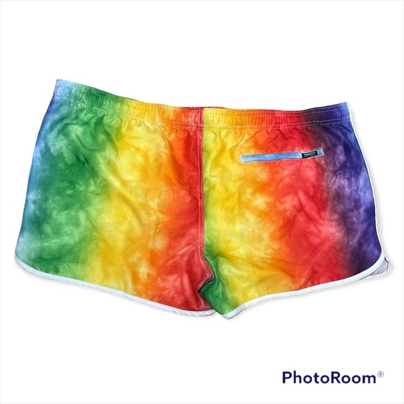 Pride Gender Inclusive Adult Tie-Dye Rainbow Swim Trunks NWTXXL - Picture 3 of 4